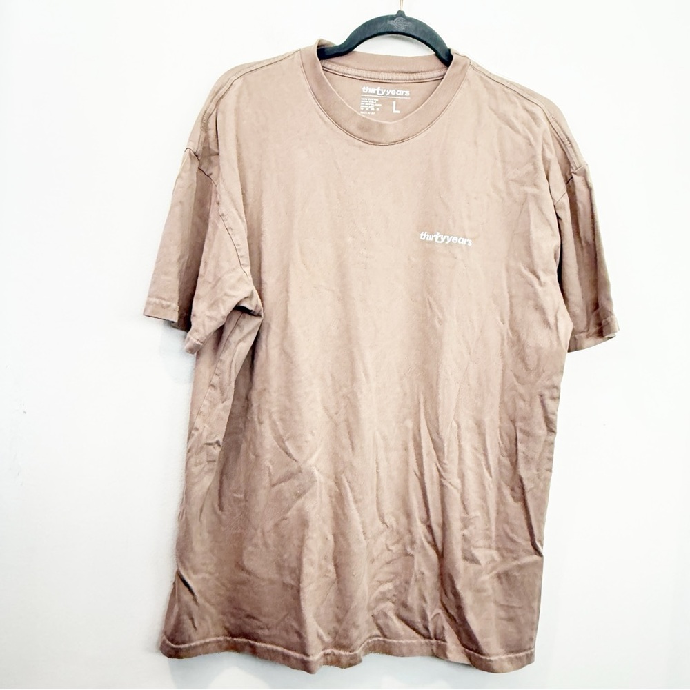 Thirty Years Taupe Oversized Short Sleeve Crewneck Top Size Large